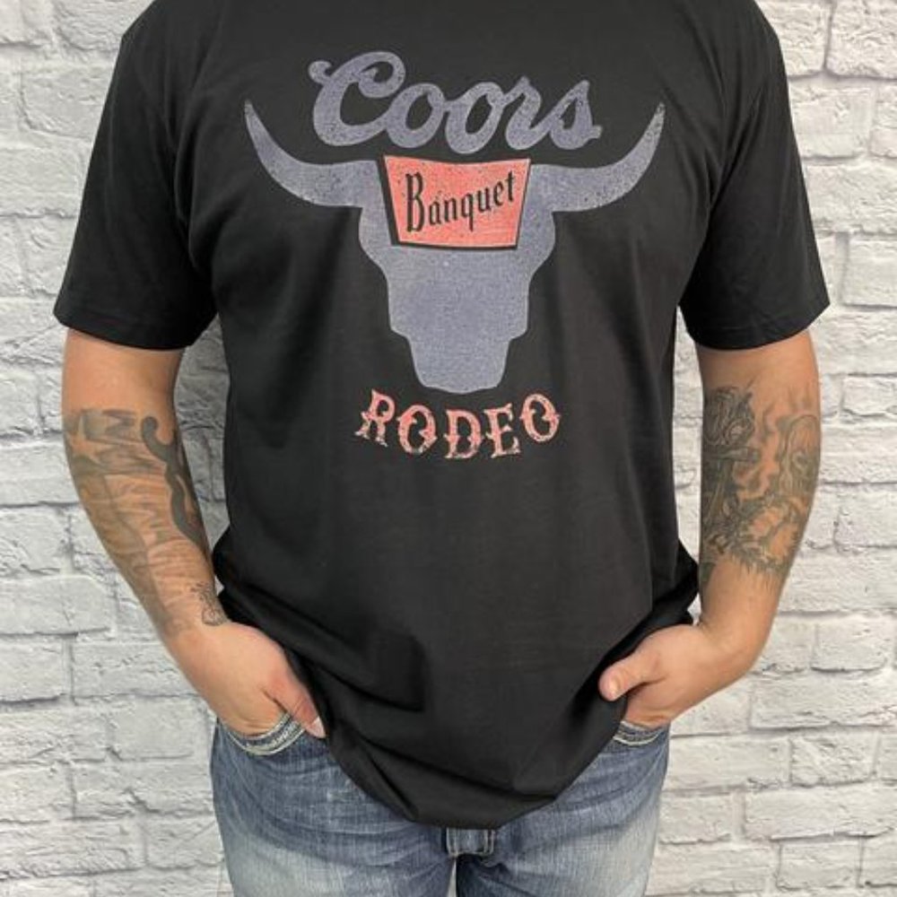 BLACK COORS BULL Rodeo Handmade Graphic Tee - Picture 3 of 4